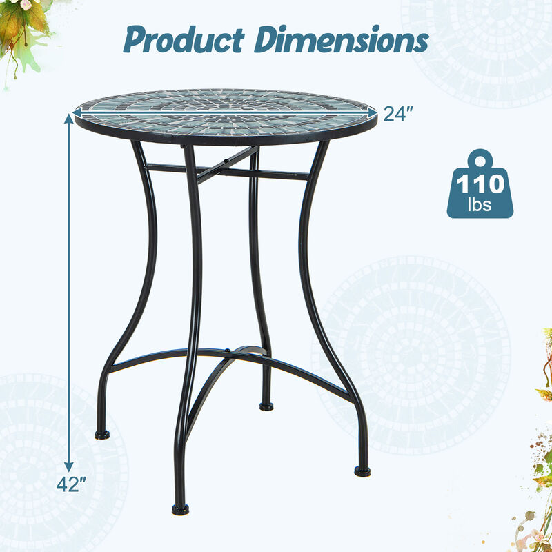 Ceramic Tile Top Patio Bistro Table Perfect for Small Outdoor Spaces