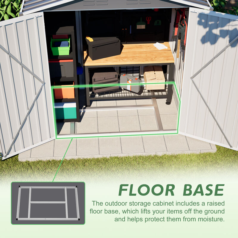 WOW PIONEER Heavy Duty Metal Outdoor Storage Shed with Lockable Door, Waterproof Weather Resistant Tool Storage House for Backyard Patio Lawn Garden image number 3