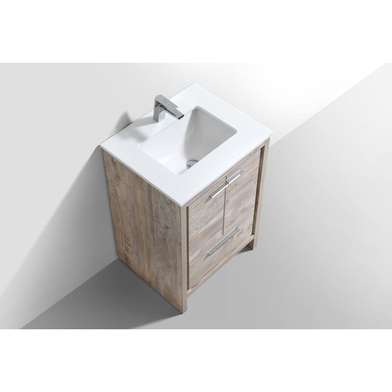 Kubebath 24″ Nature Wood Modern Bathroom Vanity with White Quartz Counter-Top