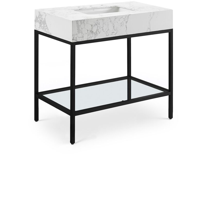 Meridian Furniture Marmo White Engineered Marble Bathroom Vanity