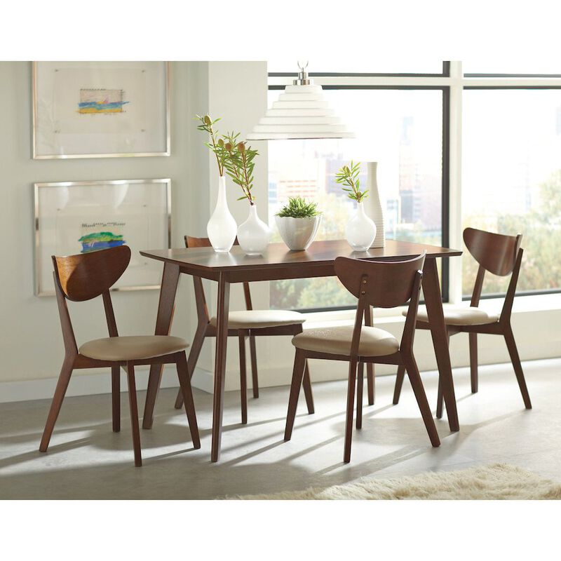 Simple Relax Set of 2 Dining Side Chairs in Beige and Chesnut image number 1