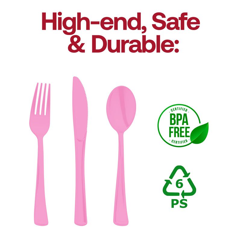 Pink Plastic Party Cutlery Set (144 Sets) image number 3