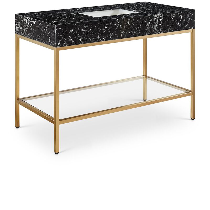 Meridian Furniture Marmo Black Engineered Marble Bathroom Vanity
