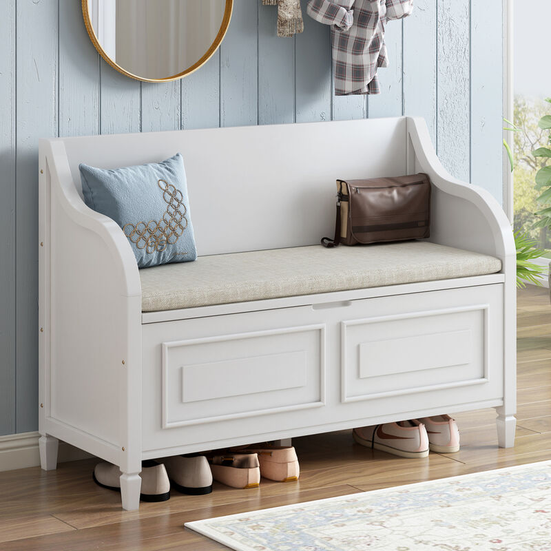 Streamdale Rustic Solid Wood Entryway Bench (Gray/Beige) image number 1