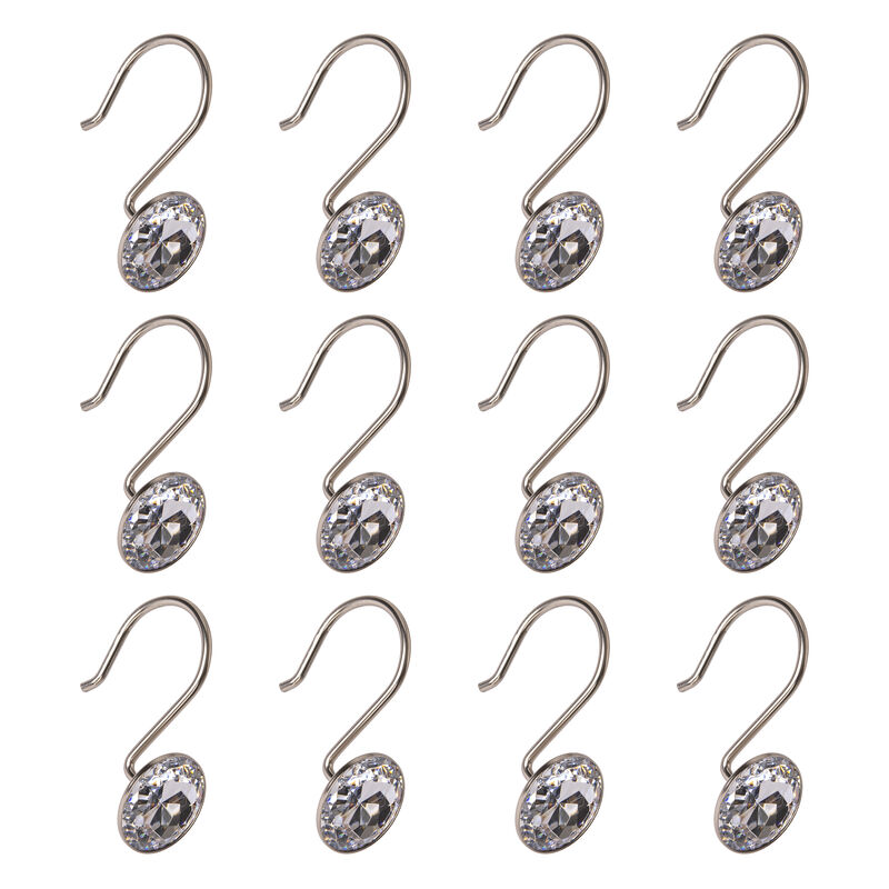 Utopia Alley Rust-Resistant Metal Shower Curtain Hooks with Large Crystal, Set of 12 image number 3