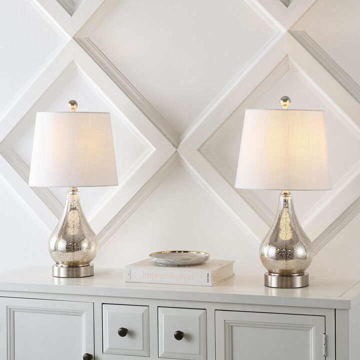 Dino Farmhouse Industrial Iron/Glass LED Table Lamp with USB Charging Port