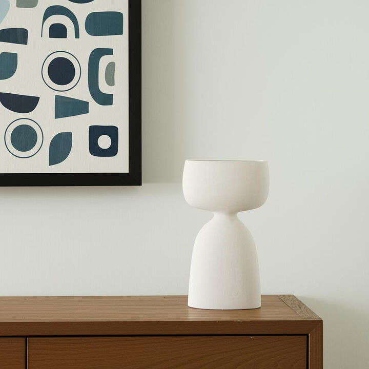 HomeRoots 12" White Ceramic Sculptural Table Vase