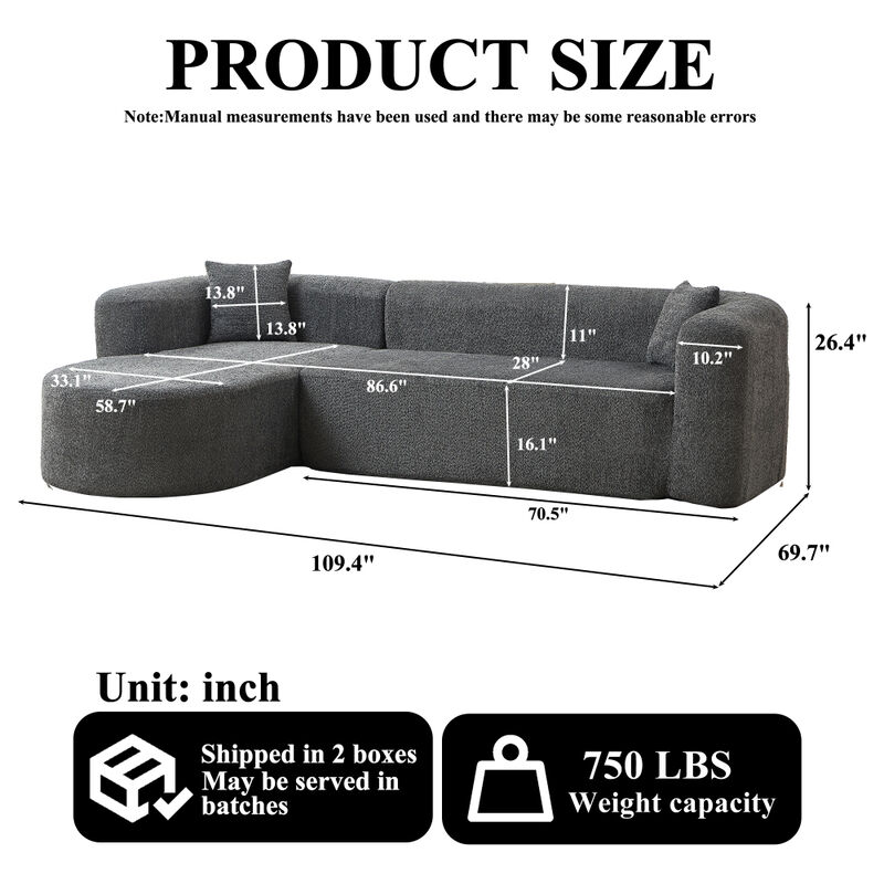 Rorvko Curved Chenille Sectional Sofa image number 9