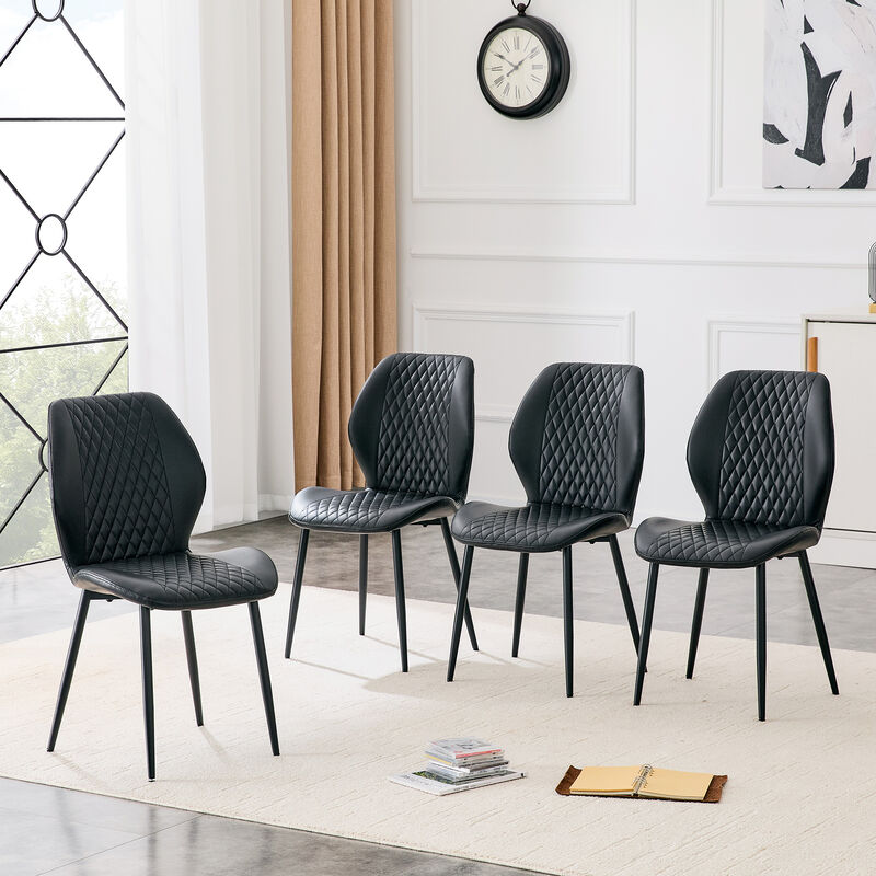 Whisen 4-Pack PU Leather Dining Chairs with Metal Legs, Light Luxury Upholstered Accent Chairs for Dining Room, Office, Study image number 3