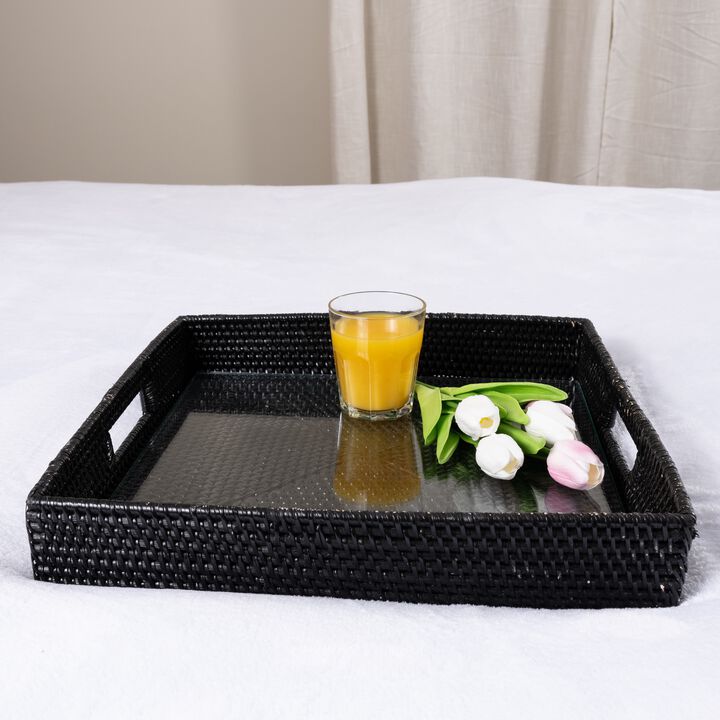 Saboga Home&trade; Square Serving Ottoman Trays with Glass Insert