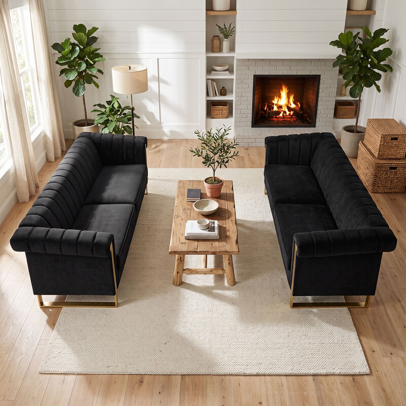 Satwud Luxury Velvet Sofa Set image number 3