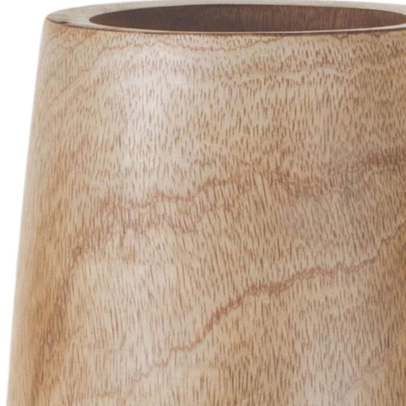 HomeRoots 15" Natural Wood And Metal Cylinder Floor Vase image number 2