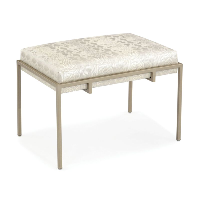 Metal Silver Upholstered Bench