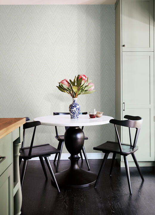 Lainey Green Stitched Chevron Wallpaper (Set of 2)