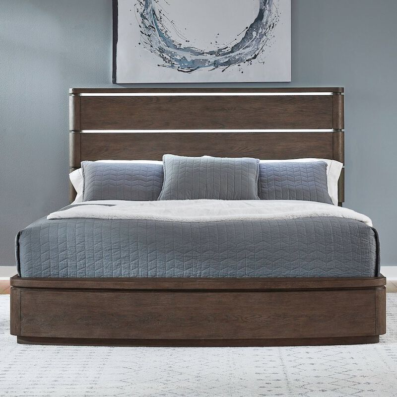 Liberty Furniture Cascade Falls Queen Panel Bed with LED Touch Light - Satin Espresso Oak image number 1