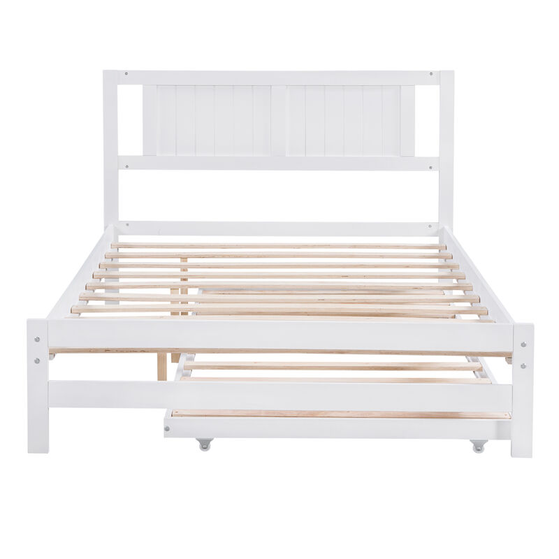 Merax Platform Bed with Adjustable Trundle