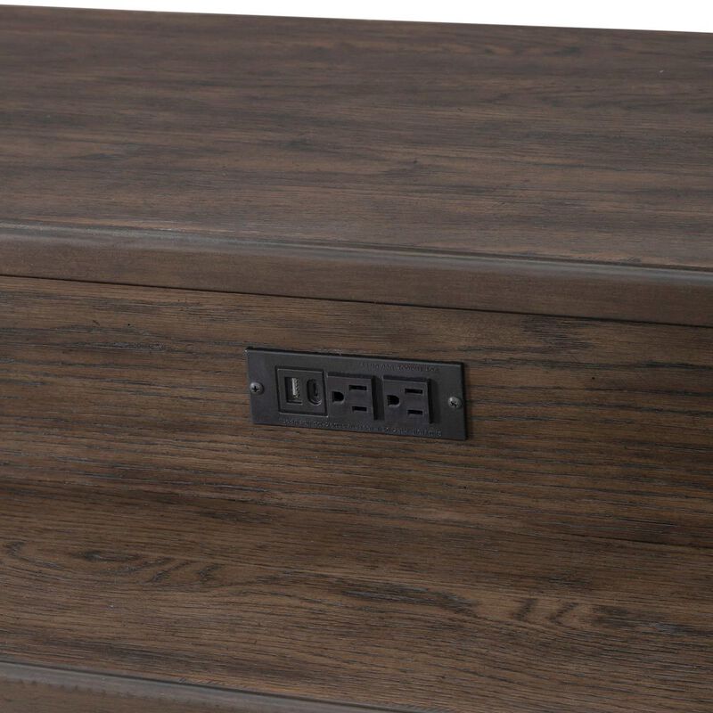 Liberty Furniture Console Bar Table Traditional - AC USB Charging Station - Saddle Brown Oak Wood image number 7