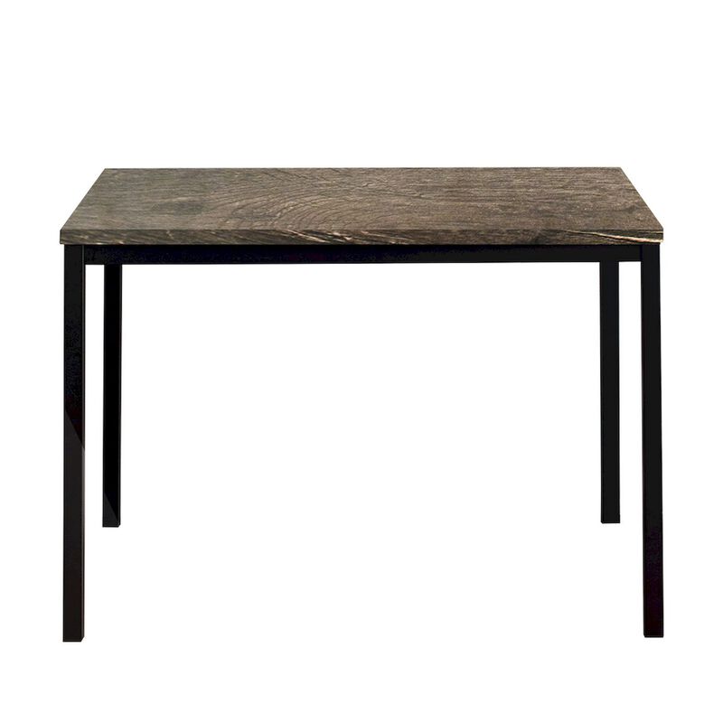 Rary Computer Writing Desk, 47 Inch, Black Metal, Dark Brown Wood Top - Benzara