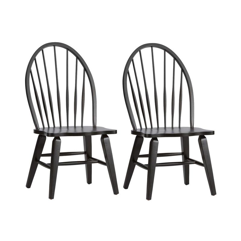 Liberty Furniture Windsor Back Side Chair - Black-Set of 2 Traditional Brown