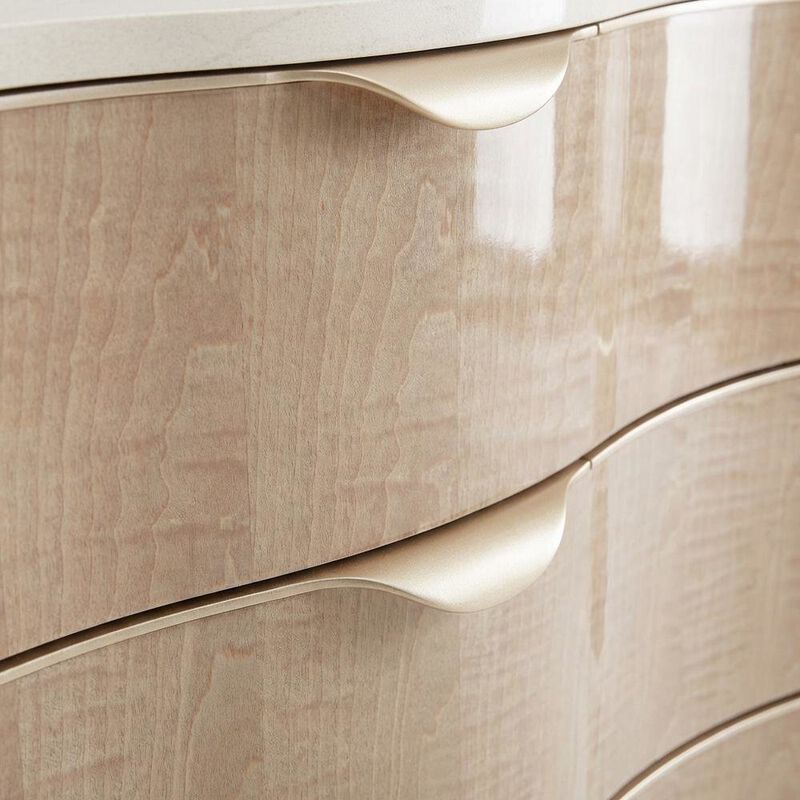 Blush Nightstand with Marble Top and Modern Design for Bedroom Storage image number 4