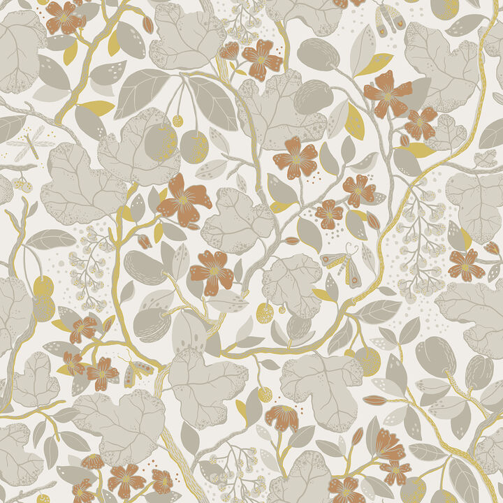Ewald Grey Garden Vines Wallpaper