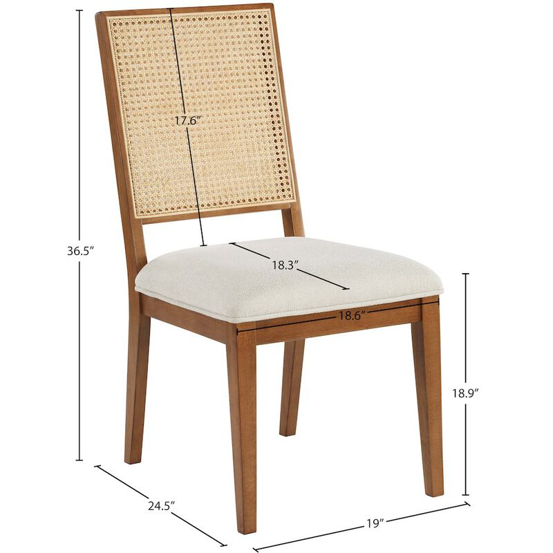 Meridian Furniture Butterfly Cream Linen Textured Fabric Dining Chair, Set of 2