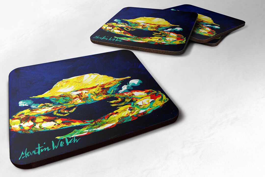 Caroline's Treasures MW1077FC Crab Whitney Foam Coasters (Set of 4), 3.5 H x 3.5 W, Multicolor