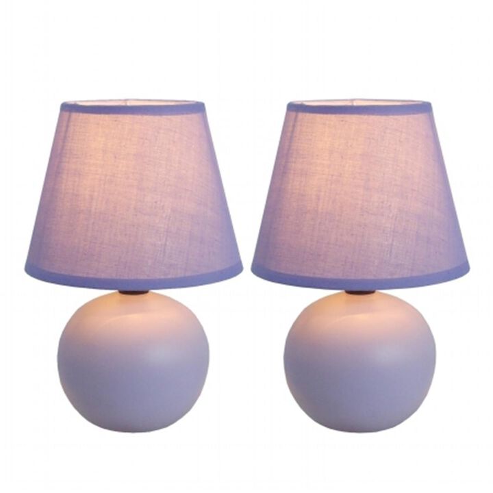 Simple Designs Mini Ceramic Globe Table Lamp 2 Pack Set,