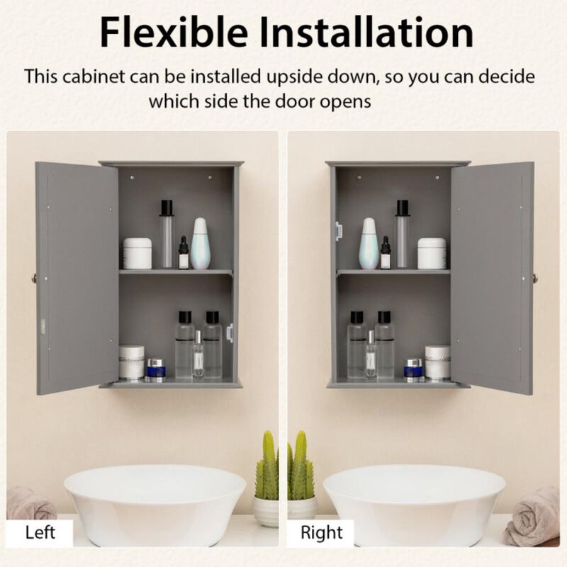 Hivvago Bathroom Wall Cabinet with Single Mirror Door and Adjustable Shelf