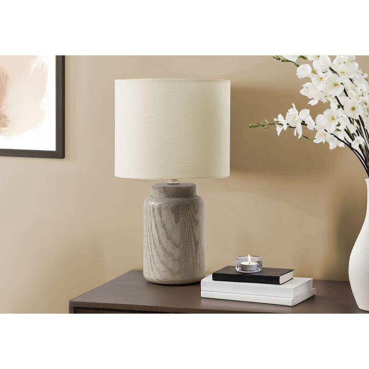 Lighting, 17"H, Table Lamp, Taupe Resin, Ivory / Cream Shade
