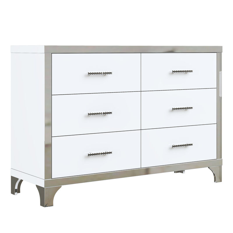 Merax Elegant High Gloss Dresser with Metal Handle