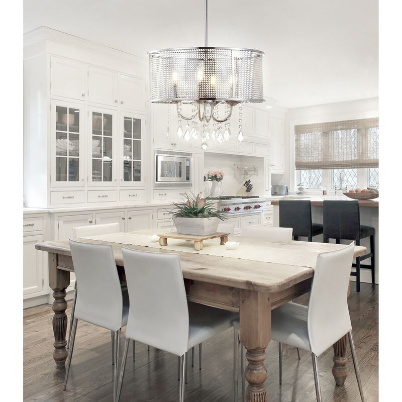 Avah Metal/Crystal Adjustable LED Drop Chandelier