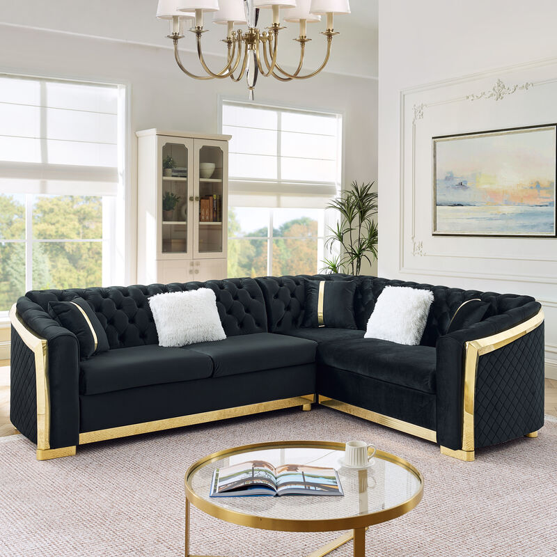 Sezup L-Shaped Chesterfield Sectional Sofa image number 5
