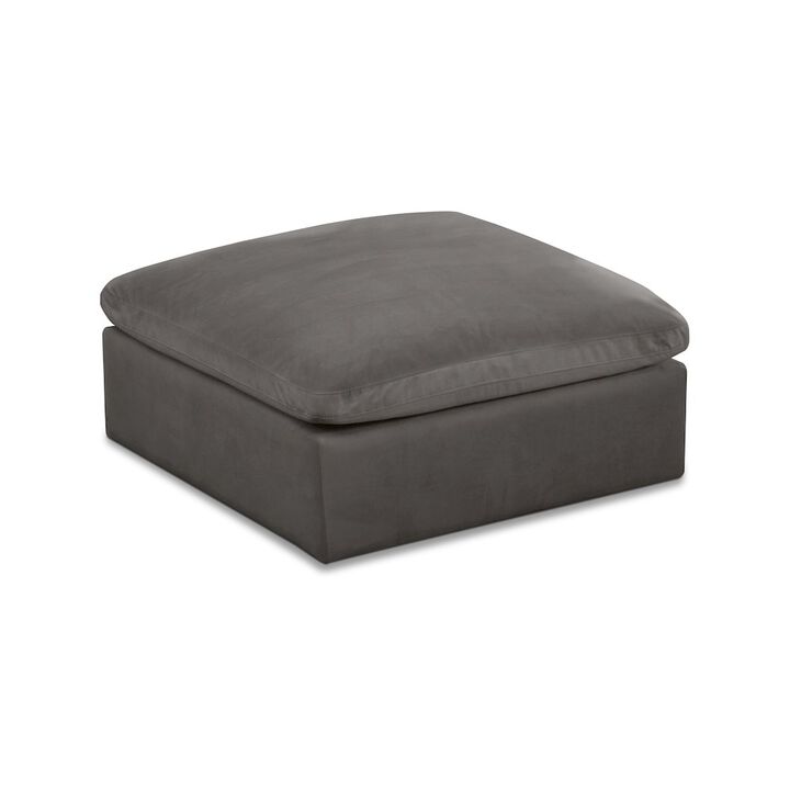 Meridian Furniture Cozy Grey Velvet Ottoman
