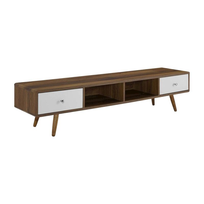 Wood TV Stand with Brown Finish and Spacious Surface image number 0