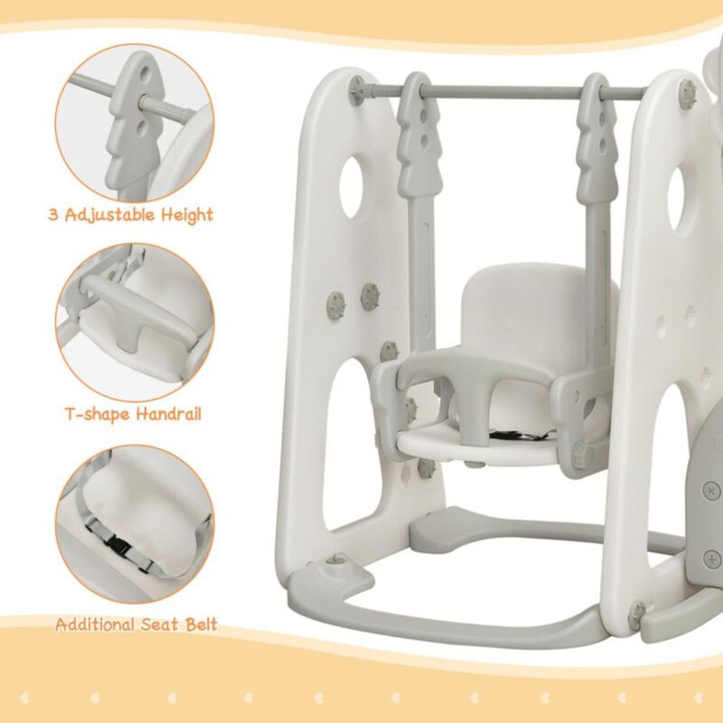 Hivvago 6 in 1 Toddler Slide and Swing Set with Ball Games