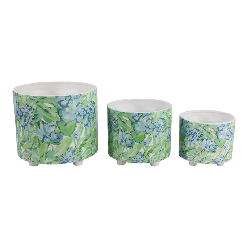S/3 Blue Flowers Planters image number 2