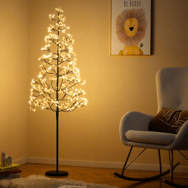 Pre-Lit Artificial Cedar Alpine Tree with Warm LED Lights and Stable Weighted Base image number 1