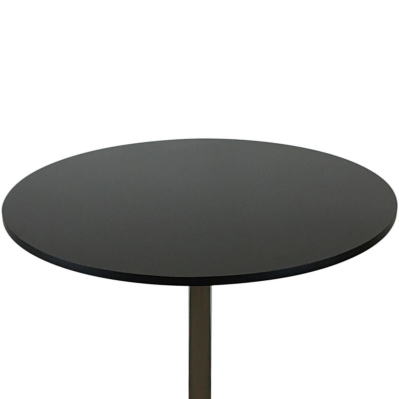 Mari 36 Inch Counter Height Table, Black Round Top and Stainless Steel Base