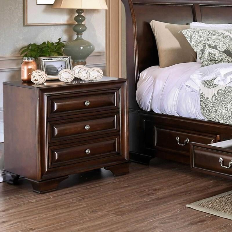 Streamdale Cherrywood 3-Drawer Nightstand w Nickel Knob