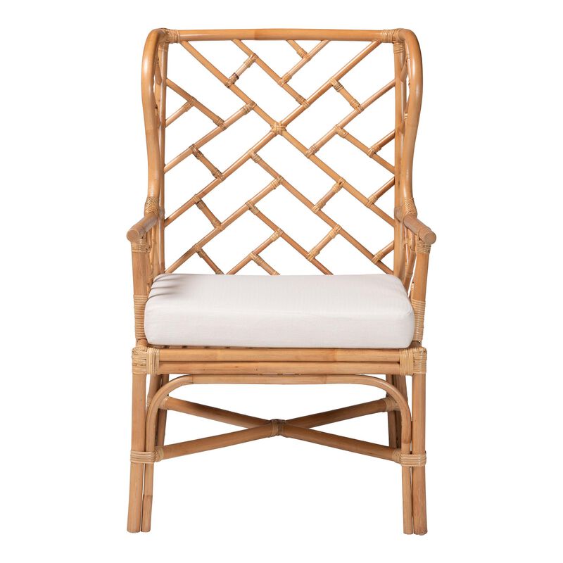 bali & pari Ray Natural Rattan Wingback Armchair with Removable Cushion image number 1