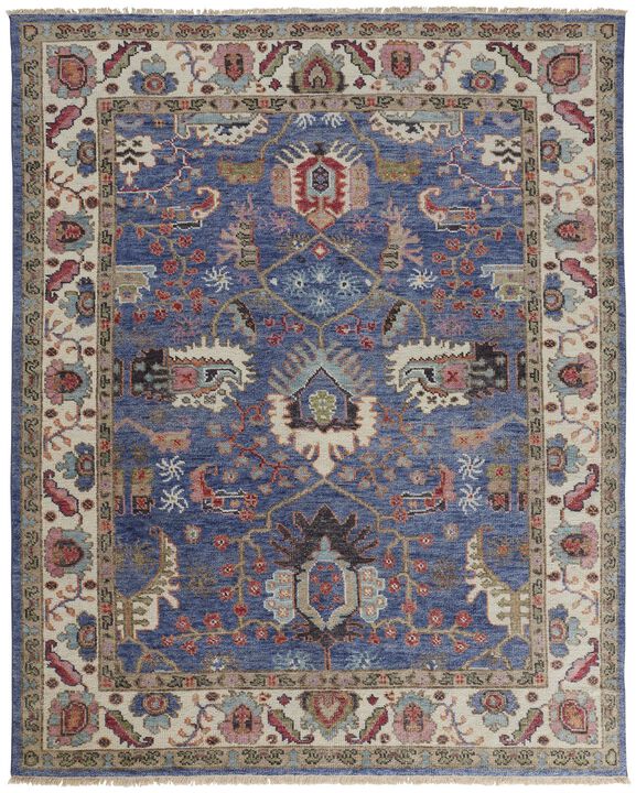 HomeRoots Wool Floral Hand Knotted Area Rug