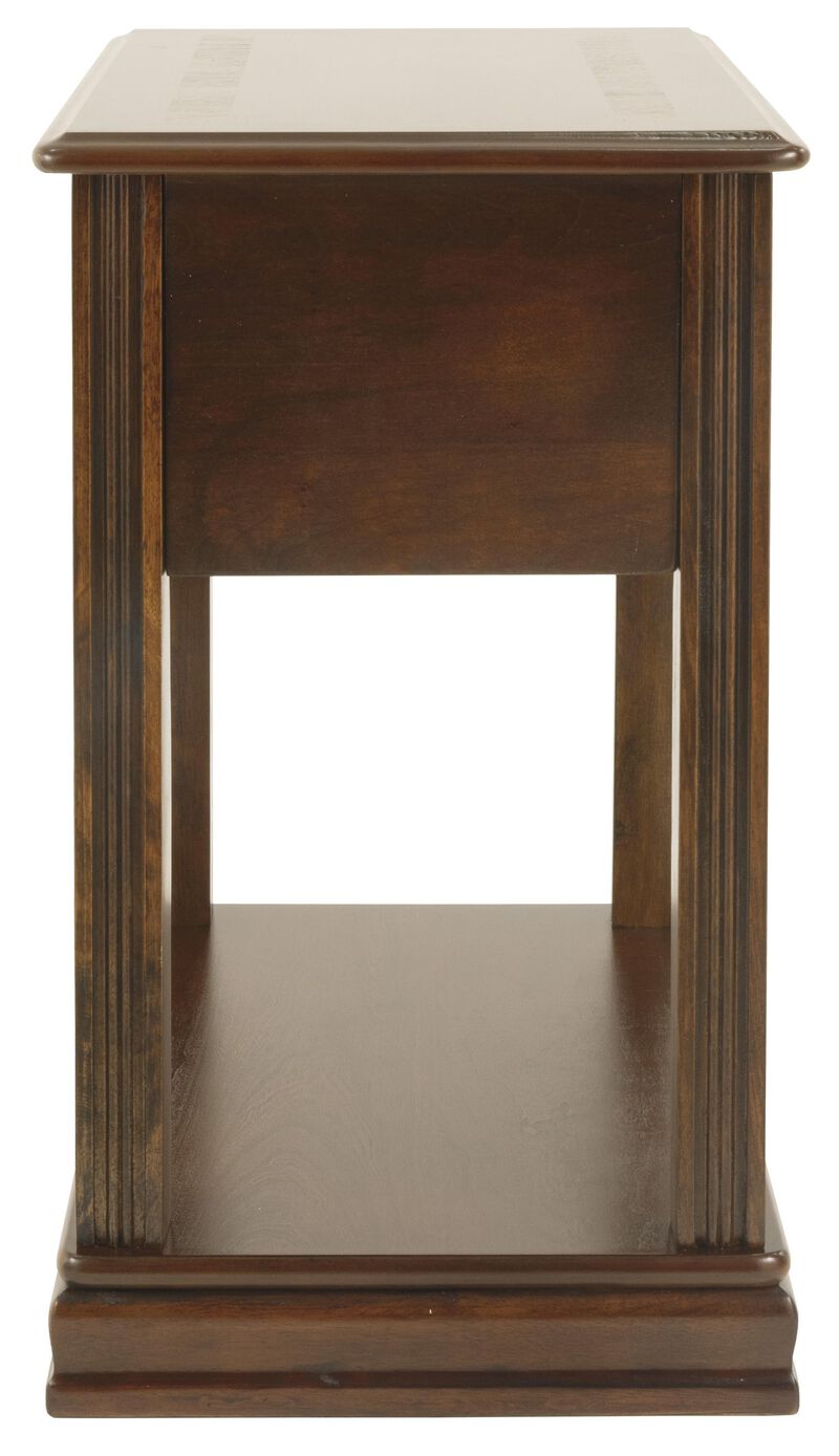 Chair Side End Table with 1 Drawer and Open Bottom Shelf, Brown