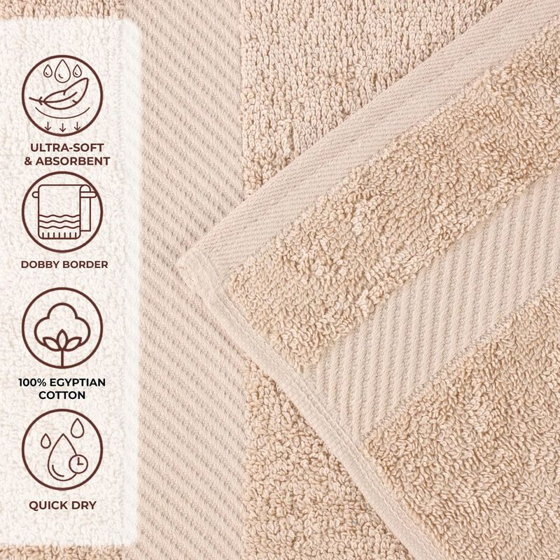 2-Piece Egyptian Cotton Bath Sheet Set &ndash; Luxury Soft & Thick Towels with Border image number 4