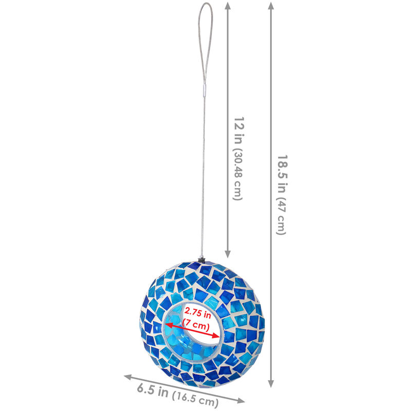 Sunnydaze Glass Mosaic Fly-Through Hanging Bird Feeder - 6 in image number 5