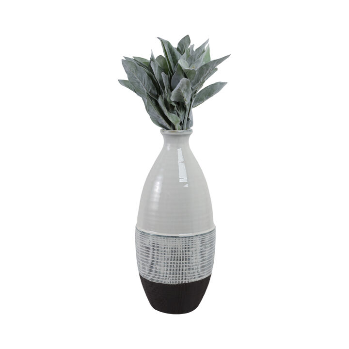 18x8" Textured Bottom Vase, Grey