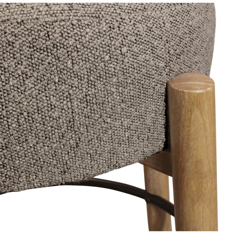 Natalia Barstool in Gray Boucle Fabric 2-Piece Set
