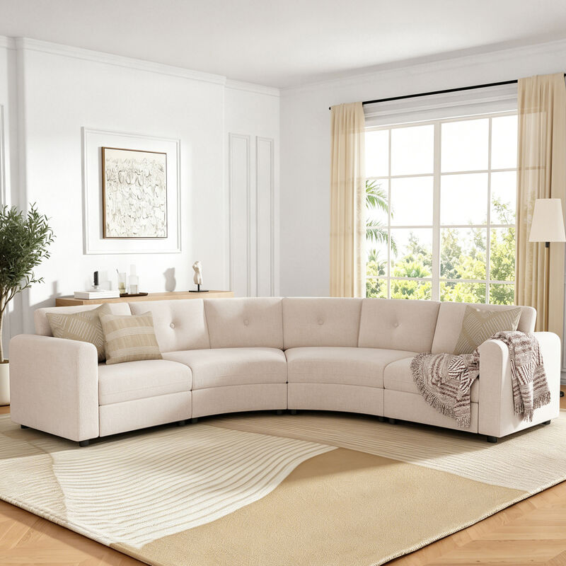 Merax Curved Modular Sectional Sofa with Customizable Layout, High-Resilience Foam & Pocket Spring Seats image number 2