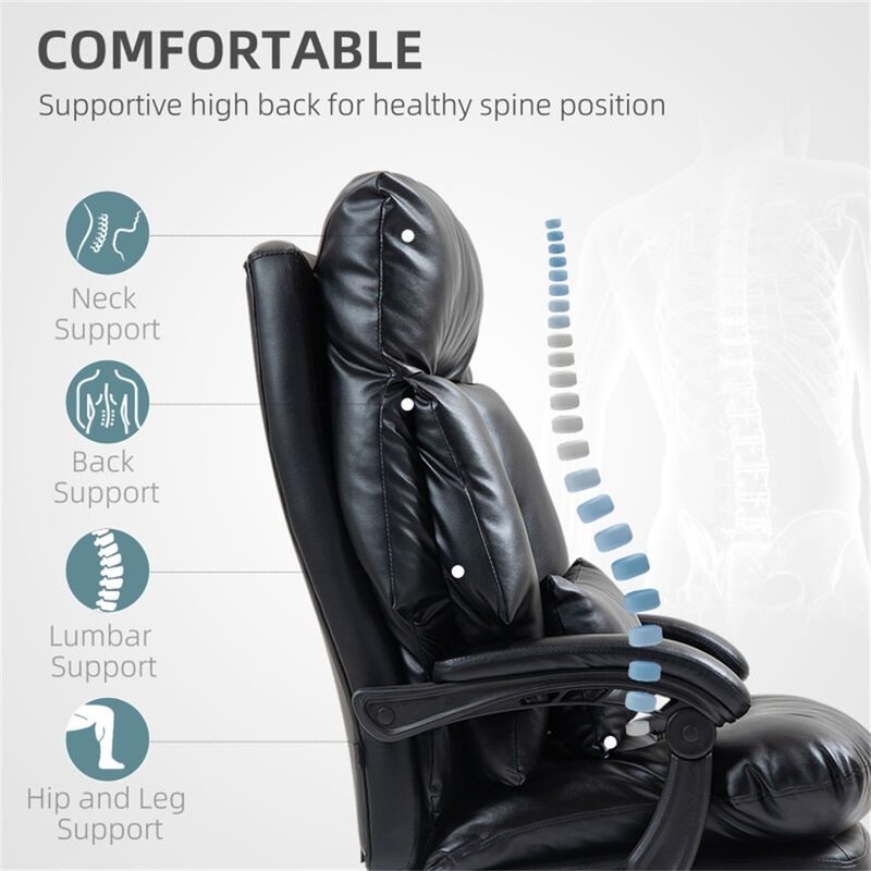 Ergonomic Massage Office Chair with Armrests and Reclining Tilt Function