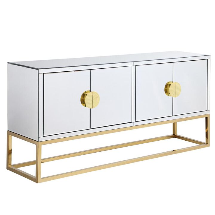 Best Master Furniture Tadala 64 Mirrored with Gold Leg Sideboard